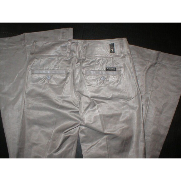 New $215 Womens 26 7 for all mankind Pants Super Flare Trouser Mocha Satin Twill - Picture 1 of 4